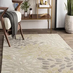 Safiya Carpet Beige Floral Hand-Tufted Woollen Carpets-picture-26