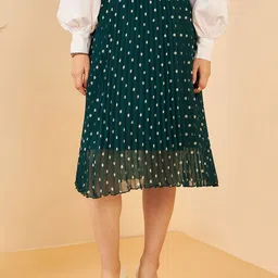 RARE Polka Dots Printed A-Line Midi Skirts-picture-27