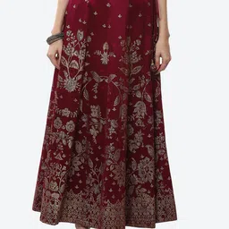 Biba Women Purple Printed Flared Maxi Skirts-picture-33
