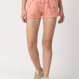 AESTHETIC NATION Women Peach Printed Loose Fit Training or Gym Shorts-image-12