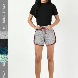 BAESD Women Pack Of 4 Printed Pure Cotton High-Rise Shorts-picture-11