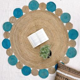 Art Avenue Petite Beige & Blue Braided Round Jute Rugs-picture-39