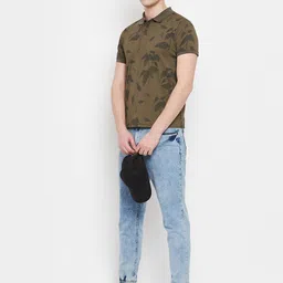 OGEN Floral Printed Polo Collar Short Sleeves Cotton T-shirt-picture-44