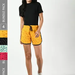 BAESD Women Pack Of 4 Conversational Printed High-Rise Pure Cotton Regular Shorts-image-65