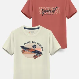 HELLCAT Boys Pack Of 2 Typography Printed Cotton T-shirt-picture-16