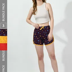 BAESD Women Pack Of 3 Conversational Printed High-Rise Pure Cotton Shorts-picture-36