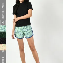 BAESD Women Pack of 4 Printed High-Rise Pure Cotton Shorts-picture-19