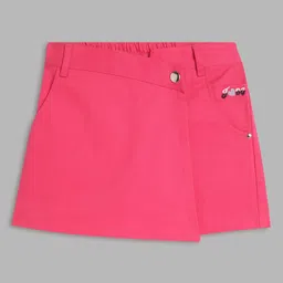 Blue Giraffe Girls Fuchsia Pink Solid Mini Length Cotton Skort-picture-27