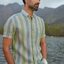 Andamen Men Green Classic Gingham Checks Checked Casual Shirt-picture-39