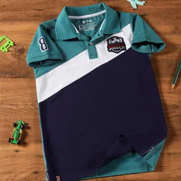 3PIN Boys Colourblocked Polo Collar Short Sleeves Cotton T-shirt-picture-28