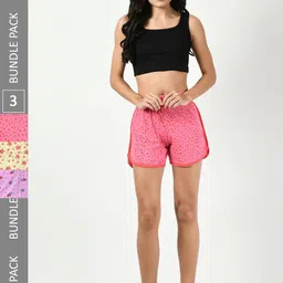 BAESD Women Pack of 3 Printed High-Rise Cotton Shorts-picture-17