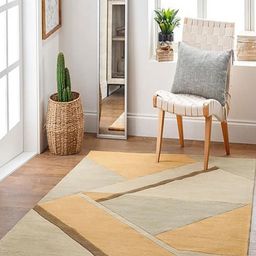 Safiya Carpet Yellow Geometric Hand-Tufted Woollen Carpets-picture-42
