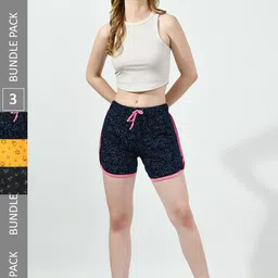 BAESD Women Pack of 3 Printed High-Rise Cotton Shorts image 1