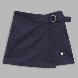 Blue Giraffe Girls Navy Blue Solid Pure Cotton Mini Skirt-picture-30
