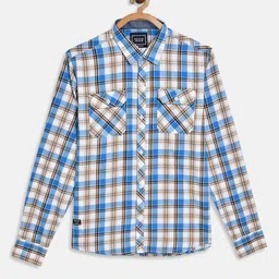 Octave Boys Blue Checked Regular Fit Cotton Casual Shirt-picture-56