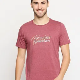 Basics Men Red Typography Printed Slim Fit T-shirt-picture-25