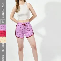 BAESD Women Pack Of 3 High-Rise Floral Printed Pure Cotton Shorts-image-70