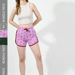 BAESD Women Pack Of 2 High-Rise Floral Printed Pure Cotton Shorts-image-28