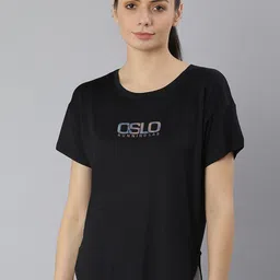 MKH Women Black Typography Extended Sleeves Dri-FIT Sports T-shirt-image-20