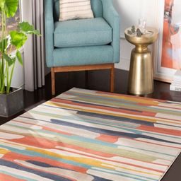 Safiya Carpet White & Blue Abstract Woollen Carpets-picture-35