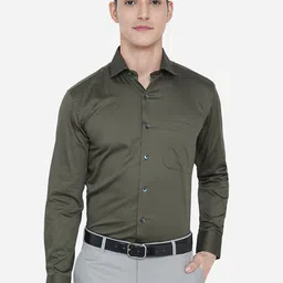 METAL Men Green Slim Fit Formal Shirt-picture-25