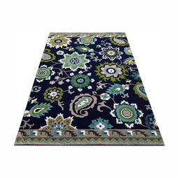 IMRA CARPET Blue & White Floral Traditional Woollen Carpet-picture-8