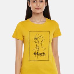 Honey by Pantaloons Women Mustard Yellow Printed T-shirt-picture-23