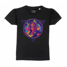 Marvel by Wear Your Mind Girls Black & Blue Printed Puff Sleeves T-shirt-picture-5