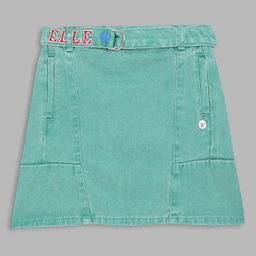 ELLE Girls Sea Green Solid Pure Cotton Skirt-picture-22