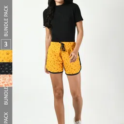 BAESD Women Pack of 3 Printed High-Rise Cotton Shorts-picture-19