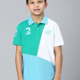 Beverly Hills Polo Club Boys Colourblocked Polo Collar Pure Cotton T-Shirt-picture-21