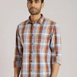Indian Terrain Tartan Checks Chiseled Slim Fit Cotton Casual Shirt-picture-11