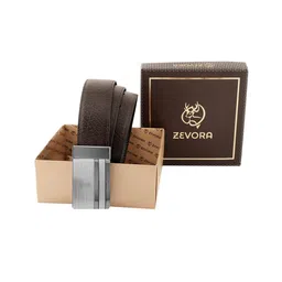 ZEVORA Men Textured Leather Reversible Belt-image-85