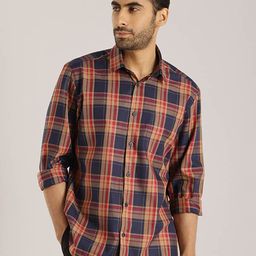 Indian Terrain Chiseled Slim Fit Tartan Checked Pure Cotton Casual Shirt-picture-4