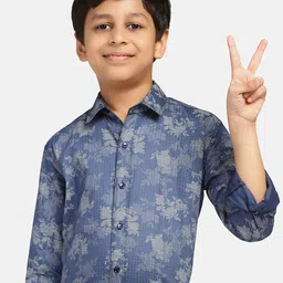 TAHVO Boys Smart Slim Fit Floral Printed Cotton Casual Shirt-picture-10