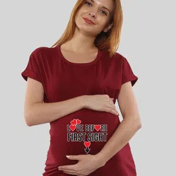 SillyBoom Maternity Round Neck Graphic Printed Cotton T-shirt-picture-34