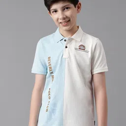 Beverly Hills Polo Club Boys Colourblocked Polo Collar Pure Cotton T-shirt-picture-24