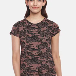 Ajile by Pantaloons Women Black & Pink Printed Cotton T-shirt-picture-15
