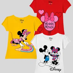 KUCHIPOO Girls Pack Of 3 Minnie Mouse Printed  T-shirt-picture-35