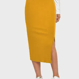 BUY NEW TREND Below Knee Slit Slip-On Pencil Skirt image 1