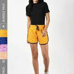 BAESD Women Pack Of 4 Conversational Printed Pure Cotton High-Rise Shorts-picture-16