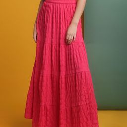 Freehand by The Indian Garage Co Self Design Gathered Maxi Tiered Skirt-picture-13