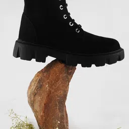 Try Me Women Mid Top Suede Platform-Heeled Regular Boots-image-85