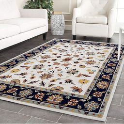 IMRA CARPET Beige & Blue Floral Traditional Woollen Carpet-picture-27