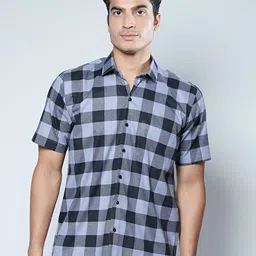 MARK & ALBERT Men Classic Slim Fit Checked Cotton Casual Shirt-picture-27