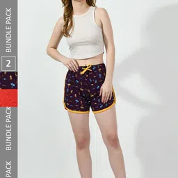 BAESD Pack of 2 Printed High-Rise Pure Cotton Shorts-picture-3