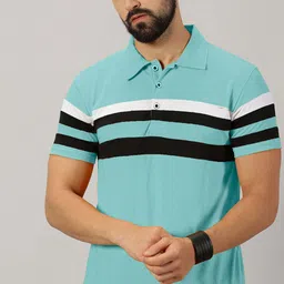 AUSK Striped Polo Collar Short Sleeves Regular T-shirt-picture-49