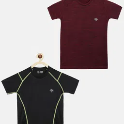 CHIMPRALA Boys Black & Maroon Pack Of 2 Moisture Wicking Sports T-shirt-picture-27