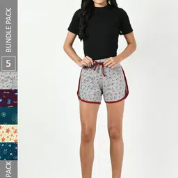 BAESD Women Pack Of 5 Conversational Printed High-Rise Pure Cotton Shorts-picture-34