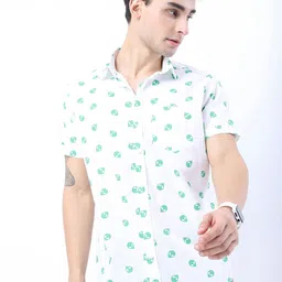 LOCOMOTIVE Men White Slim Fit Printed Casual Shirt-picture-13